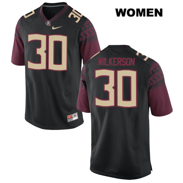 Women's NCAA Nike Florida State Seminoles #30 Jalen Wilkerson College Black Stitched Authentic Football Jersey JKX4069RB